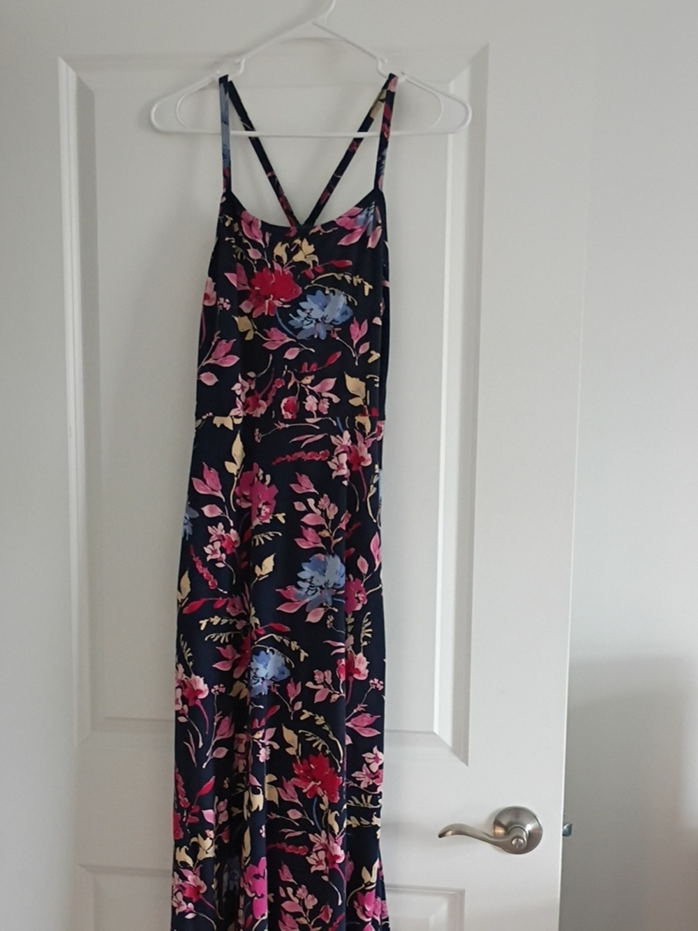 Pact Navy Maxi Slip Dress with Pink & Blue Floral Print